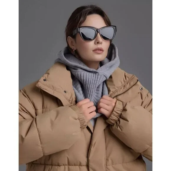 Women Light Gray Hooded Scarf Winter Beanie Hats Beanies Knitted Crochet Hat - Picture 5 of 7